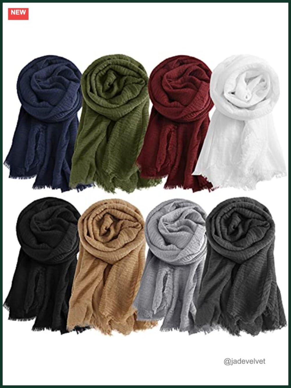 8-Pack Women's Cotton and Linen Hijab Scarf Shawl Wrap Solid Lightweight